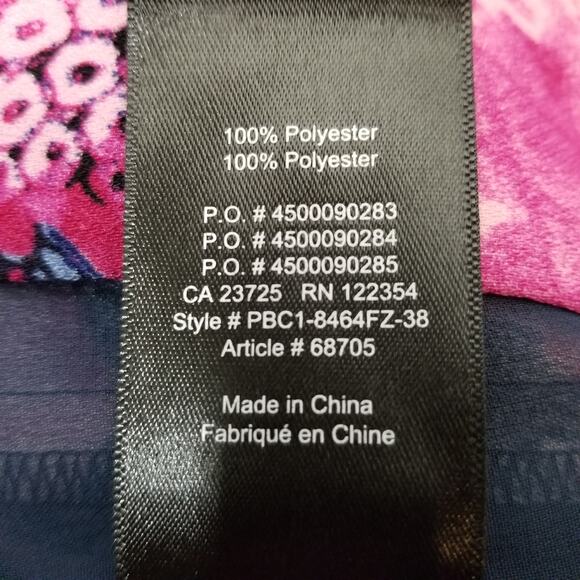 Babaton Aritzia Patricio Floral Shift Dress Short Sleeve Pink Navy Blue Size 8 - Picture 8 of 9